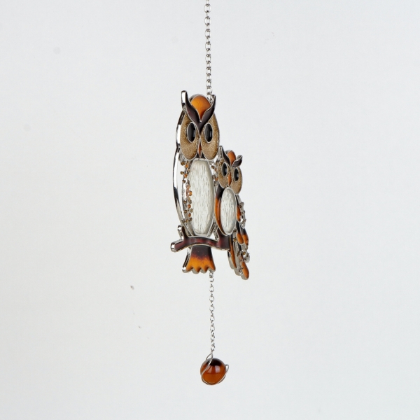 Vitráže - malej sovy na závese 43cm