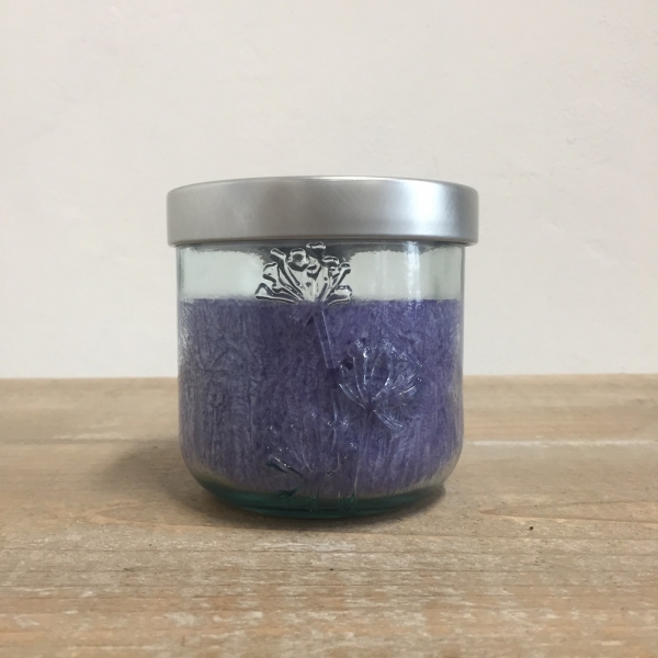 Vonná sviečka v pohári s púpavou - francúzska levandule