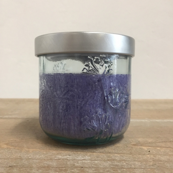 Vonná sviečka v pohári s púpavou - francúzska levandule