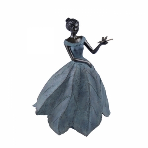 VYŘAZENO - Veľká bytová dekorácia dievča s vážkou na dlani 45cm