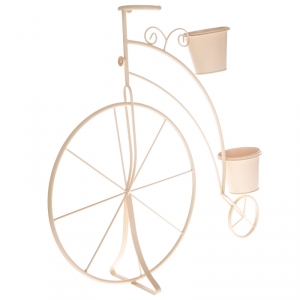 Vysoký kvetináč kovové kolo béžove
