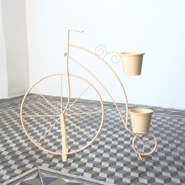 Vysoký kvetináč kovové kolo béžove