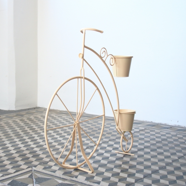 Vysoký kvetináč kovové kolo béžove