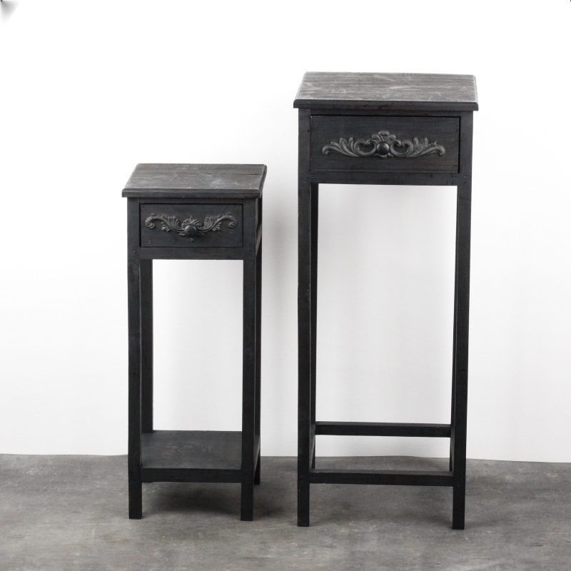 Vysoký odkladací stolík čierny 2ks 67 / 82cm