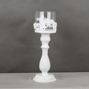 Vysoký svietnik biely s patinou 84cm