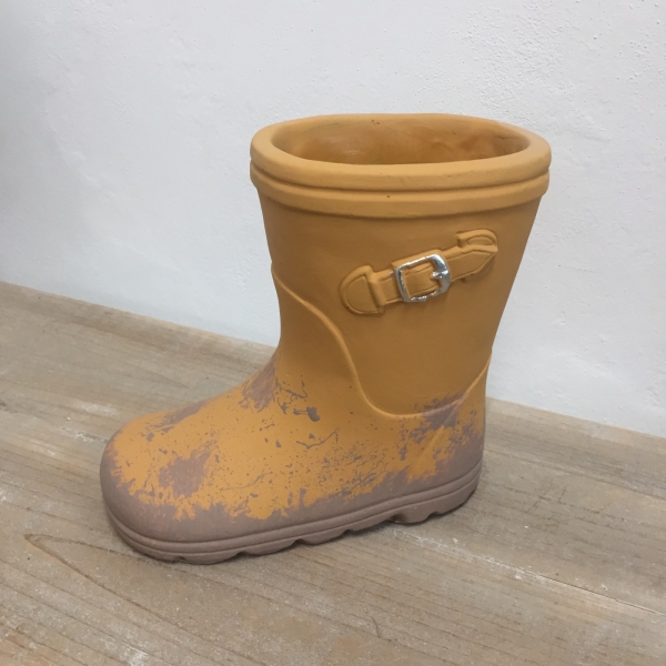 Záhradná dekorácia topánka žltá betón 22,5x20x11cm 