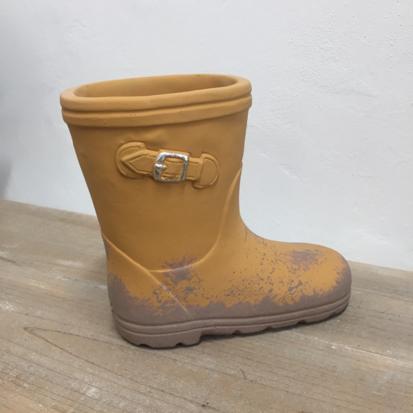 Záhradná dekorácia topánka žltá betón 22,5x20x11cm 