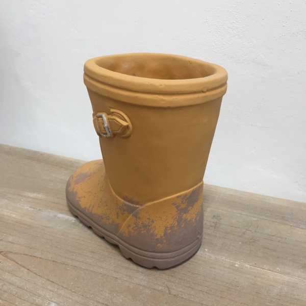 Záhradná dekorácia topánka žltá betón 22,5x20x11cm 