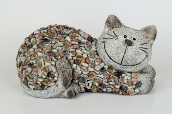 Záhradné dekorácie mačka s kamienkami 32x18x18cm