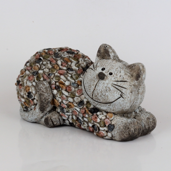 Záhradné dekorácie mačka s kamienkami 32x18x18cm