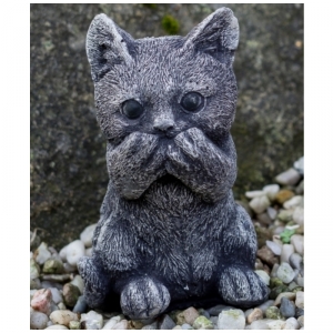 Záhradná dekorácia mačiatko - zakrytá pusa