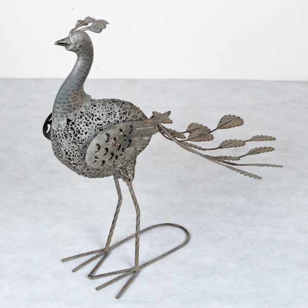 Záhradné dekorácie páv šedý 58,5x30x55cm