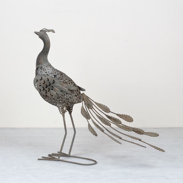 Záhradné dekorácie páv šedý 58,5x30x55cm