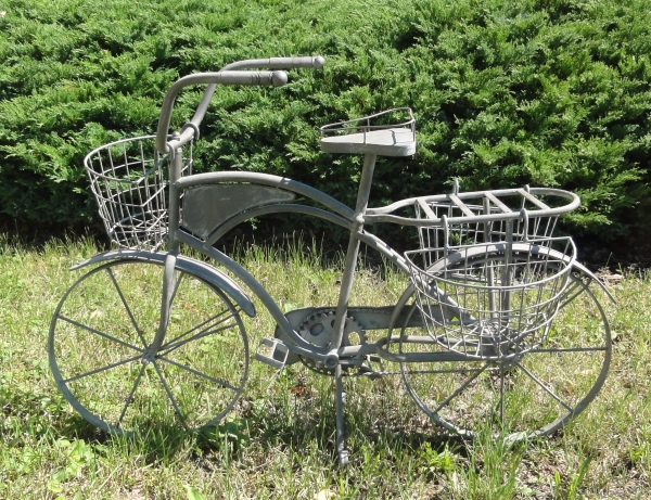 Záhradné dekorácie plechové koleso šedej 63x89x41,5cm