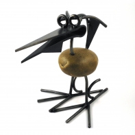 Záhradné dekorácie vtáčik kov a kameň 30cm