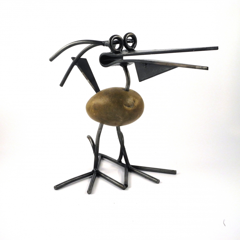 Záhradné dekorácie vtáčik kov a kameň 30cm