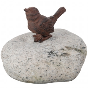 Záhradné dekorácie vtáčik na kameni 10x11cm
