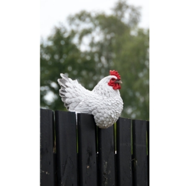 Záhradná dekorácia sliepky na plot biela - vyradené