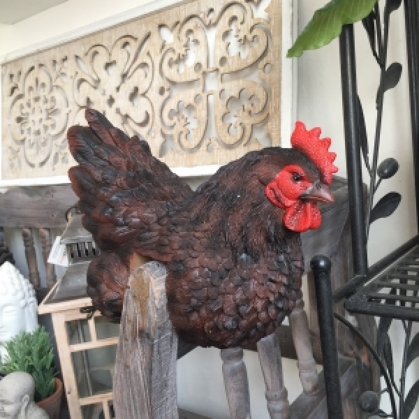 Záhradná dekorácia sliepky na plot červená - vyradené