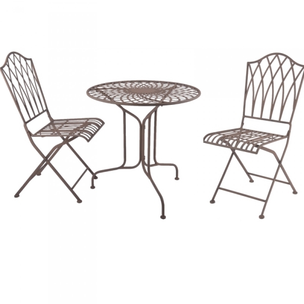 Záhradný kovový set - stôl / 2 stoličky Romantic