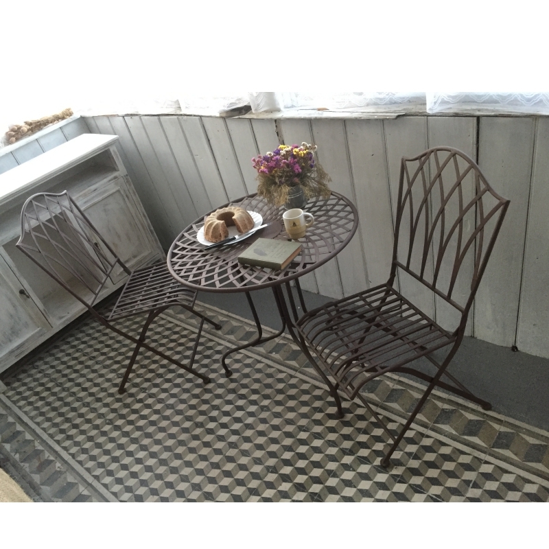 Záhradný kovový set - stôl / 2 stoličky Romantic