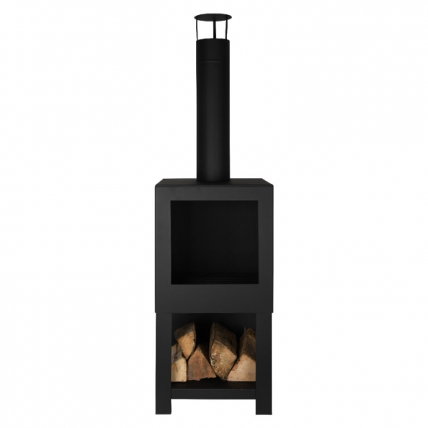 Záhradný krb čierny 38,4x38,4x136,3cm