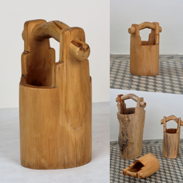 Záhradný kvetináč drevené vedro 35cm