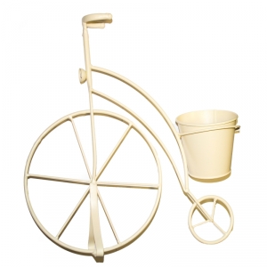 Záhradný kvetináč kovové kolo béžove