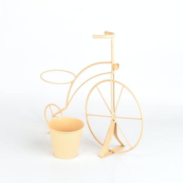 Záhradný kvetináč kovové kolo béžove