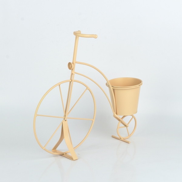 Záhradný kvetináč kovové kolo béžove