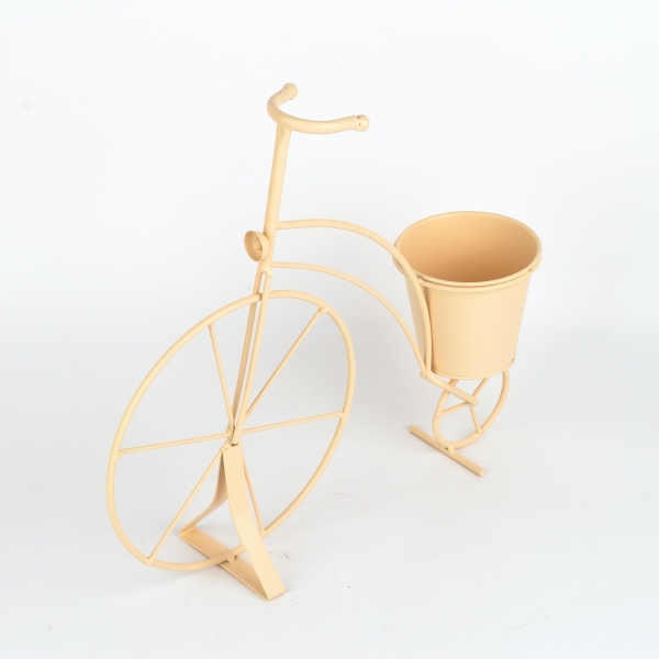 Záhradný kvetináč kovové kolo béžove