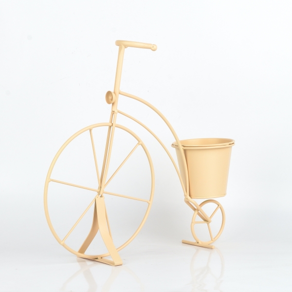 Záhradný kvetináč kovové kolo béžove