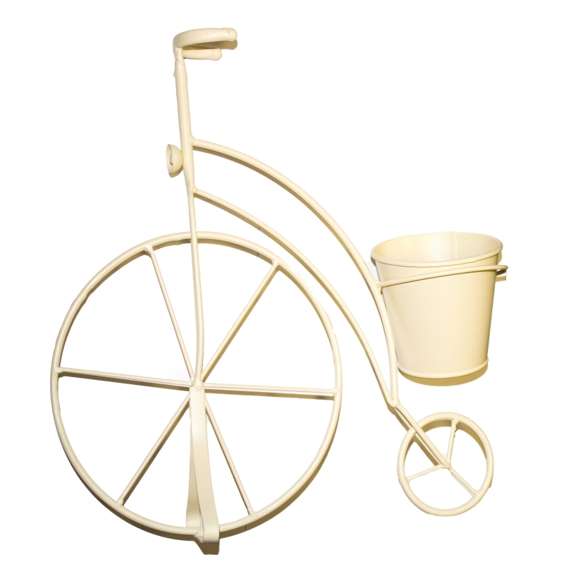 Záhradný kvetináč kovové kolo béžove