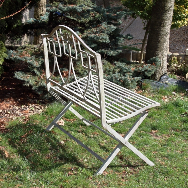 Záhradná lavica sivá s vtáčikmi 100x45x97cm