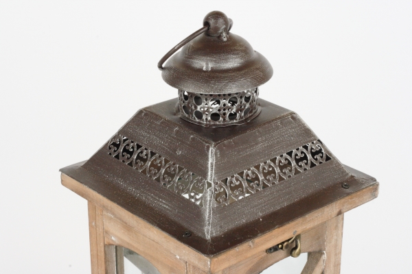 Záhradná lucerna drevená tmavá 40cm