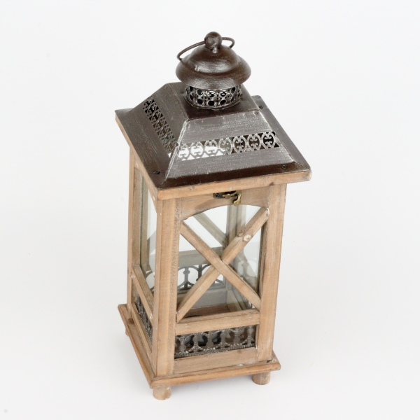 Záhradná lucerna drevená tmavá 40cm