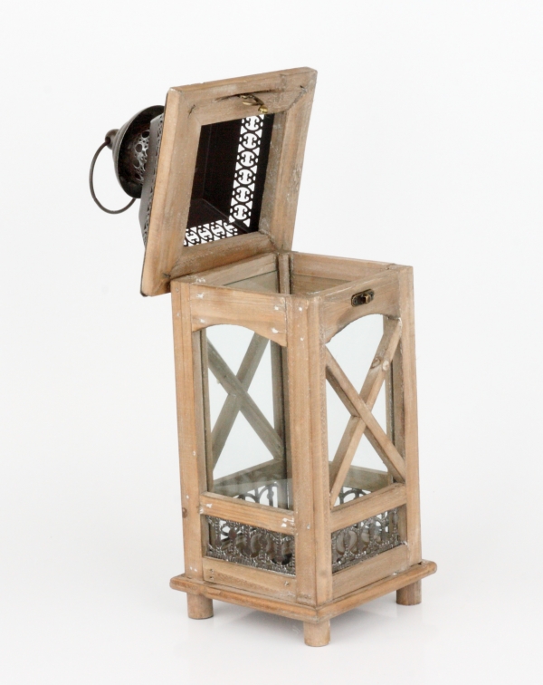 Záhradná lucerna drevená tmavá 40cm