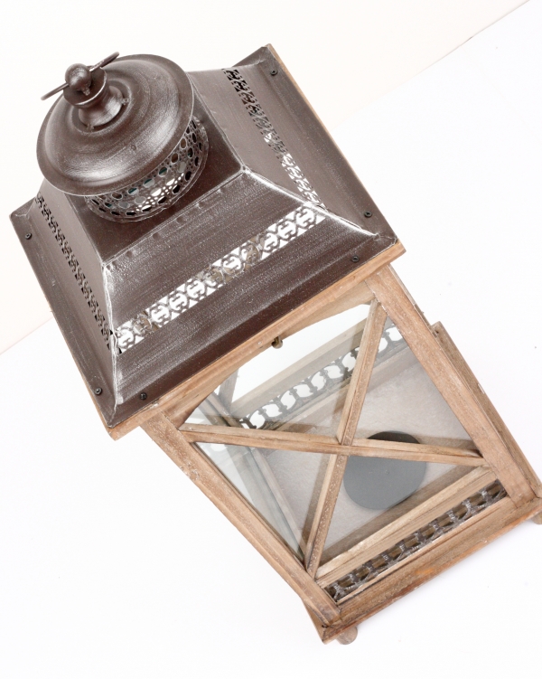 Záhradná lucerna drevená tmavá 60cm