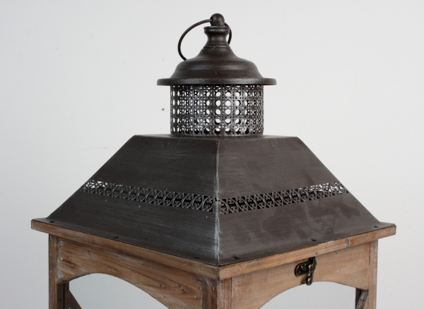 Záhradná lucerna drevená tmavá 80cm