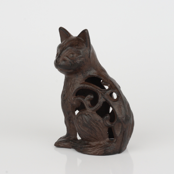 Záhradná lucerna liatinová mačka 16cm