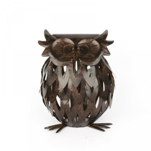 Záhradná lampáš sova tmavý 21x16x26cm