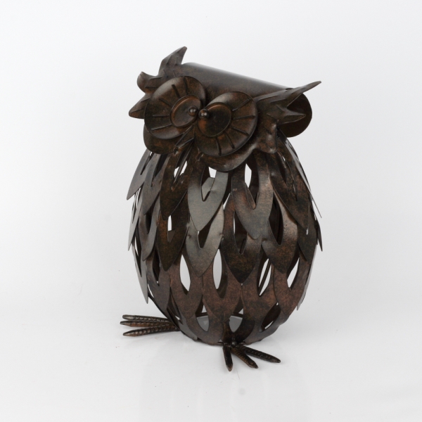 Záhradná lampáš sova tmavý 21x16x26cm