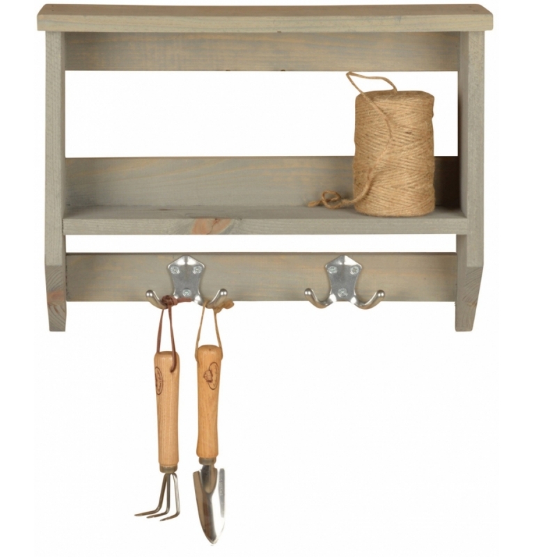 Záhradná polička s háčikmi 39cm