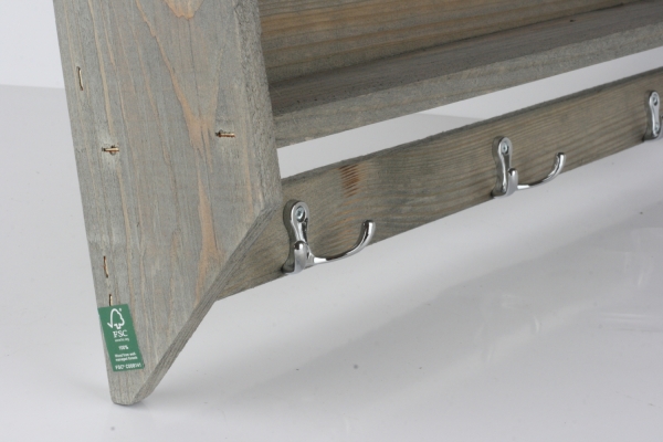 Záhradný polička s háčikmi 57cm