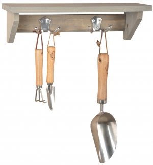 Záhradné polička so 4 háčikmi 39cm