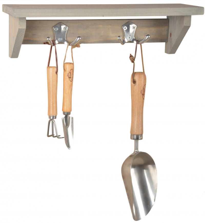 Záhradné polička so 4 háčikmi 39cm