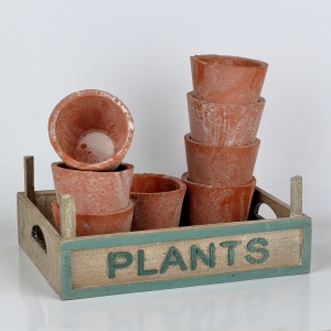 Záhradný prepravka s kvetináčmi PLANTS 33x24x12cm