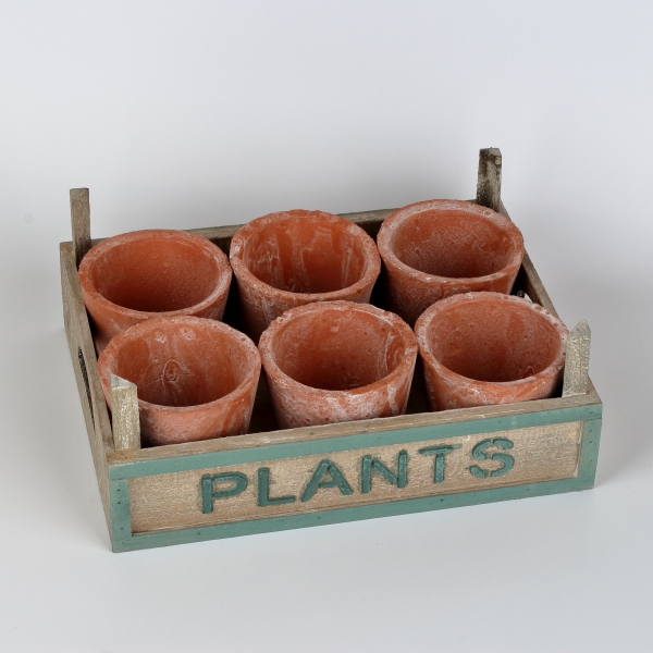 Záhradný prepravka s kvetináčmi PLANTS 33x24x12cm