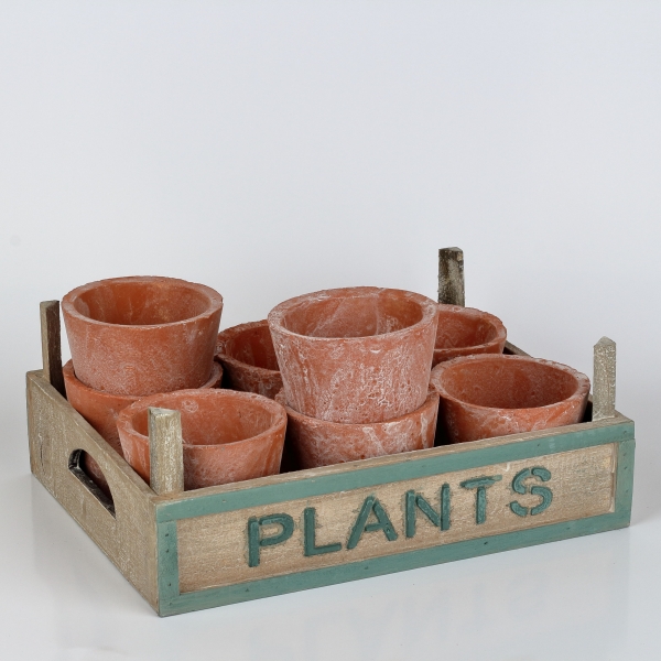 Záhradný prepravka s kvetináčmi PLANTS 33x24x12cm