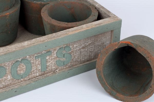 Záhradná prepravka  s kvetináčmi POTS 25x18x7cm